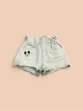 Zara Disney Baby Gray Denim Shorts with Mickey Accent